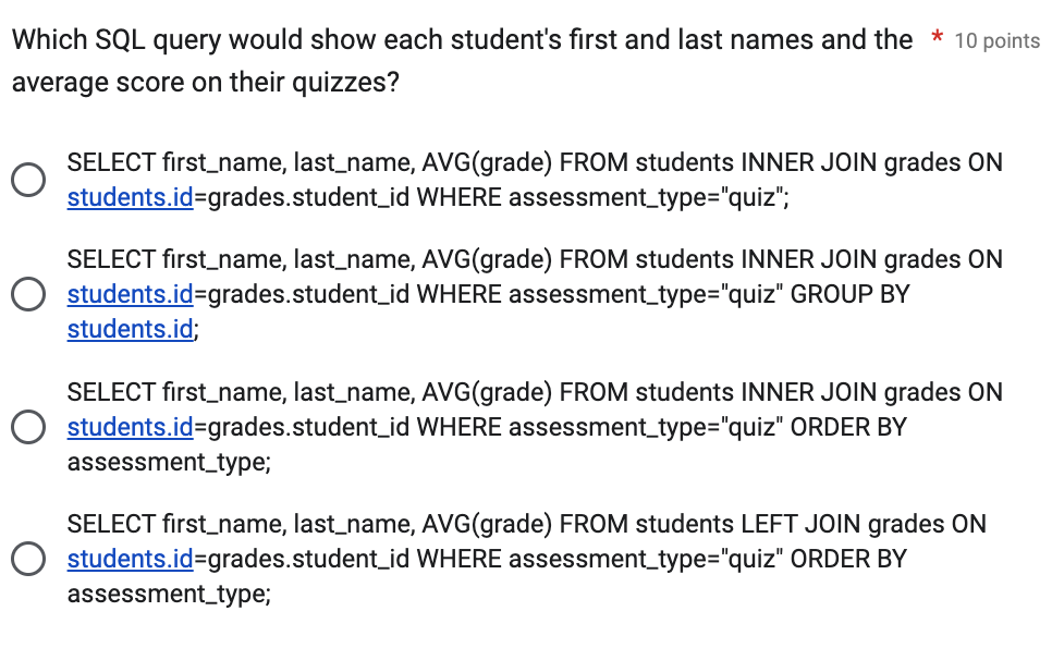 information stored * 10 points in it. Which field is likely to