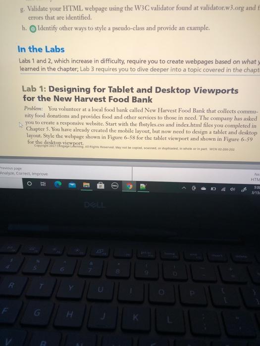  g. Validate your HTML webpage using the W3C validator found at