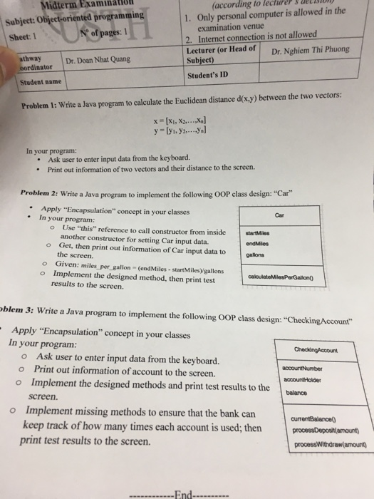 I have some exercises about Object Oriented Programming. Please help me. Write