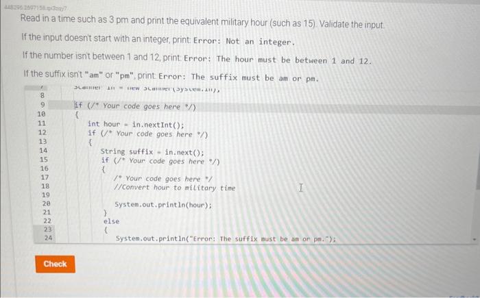Please answer using Java Language. and staying with the same format Read
