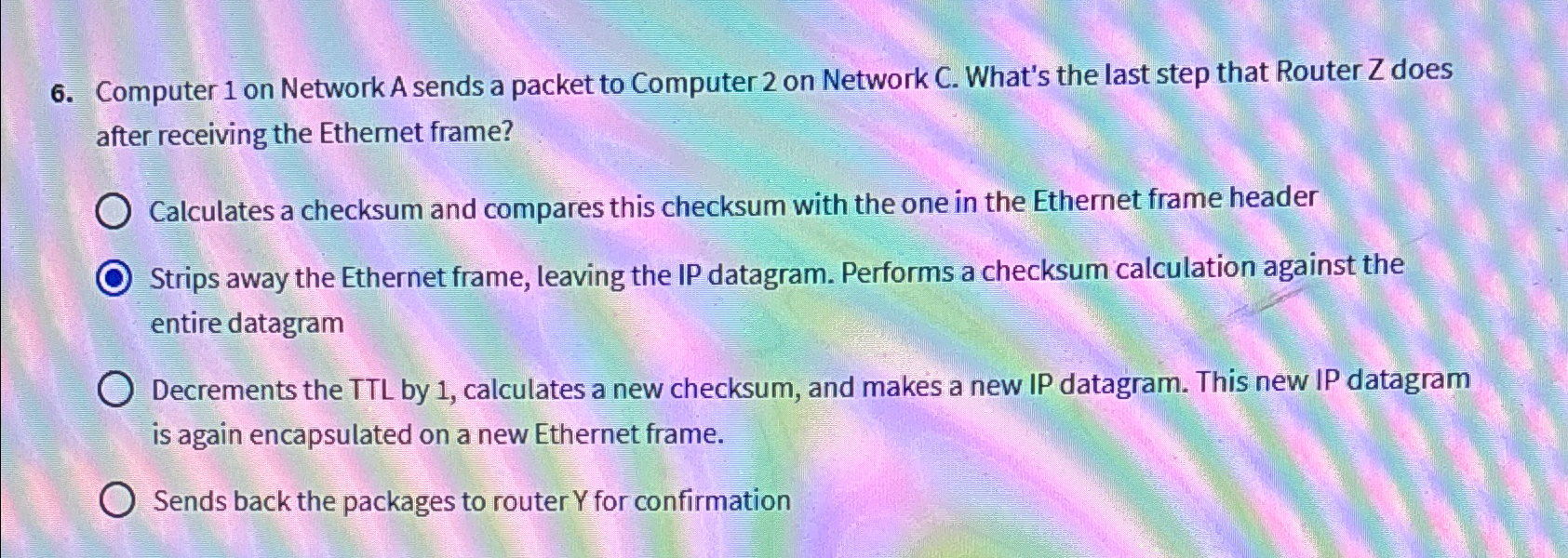  Computer 1 on Network A sends a packet to Computer 2
