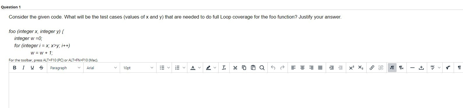  Question 1 Consider the given code. What will be the test
