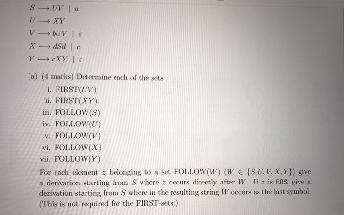  S UV a U + XY V - bUV [ X-dSd