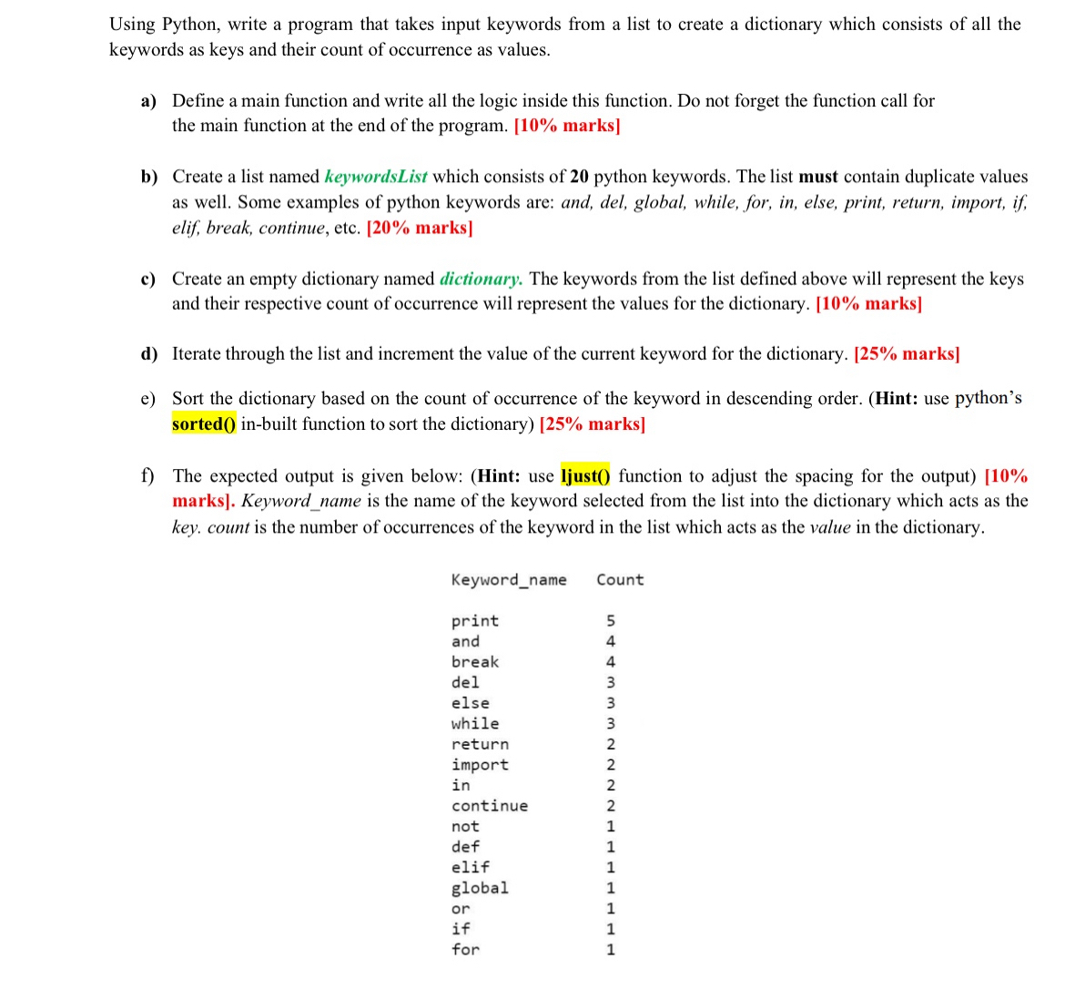  Using Python, write a program that takes input keywords from a