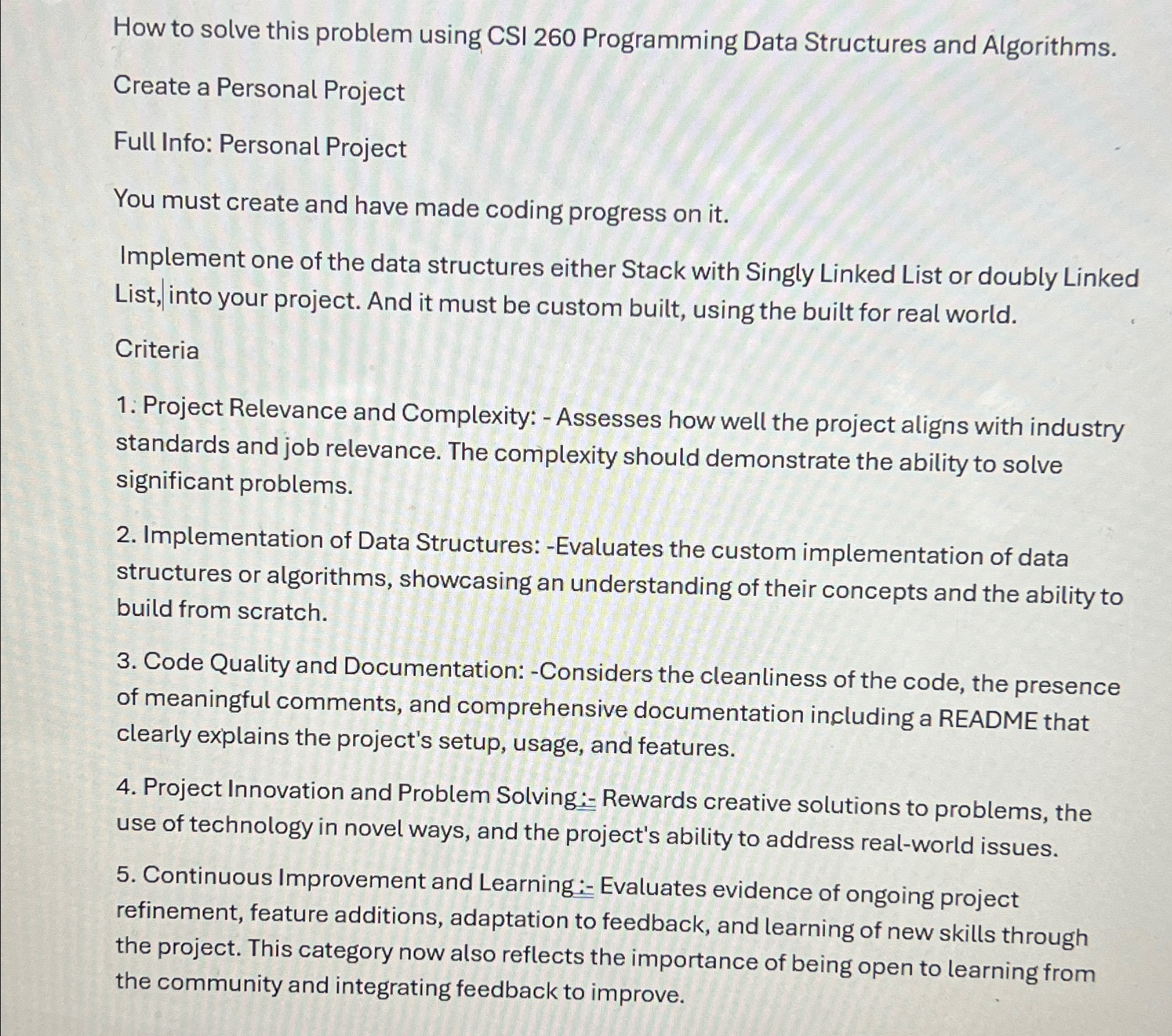  How to solve this problem using CSI 260 Programming Data Structures