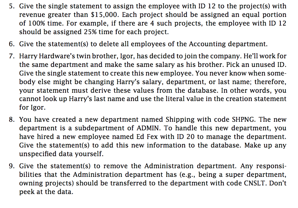 manageridFK subdeptof K workson projectid FK employeeidFK assignedtime employees employeeid firstname lastname