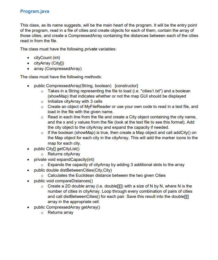 the city name CompressedArray.java This class represents the array that has been