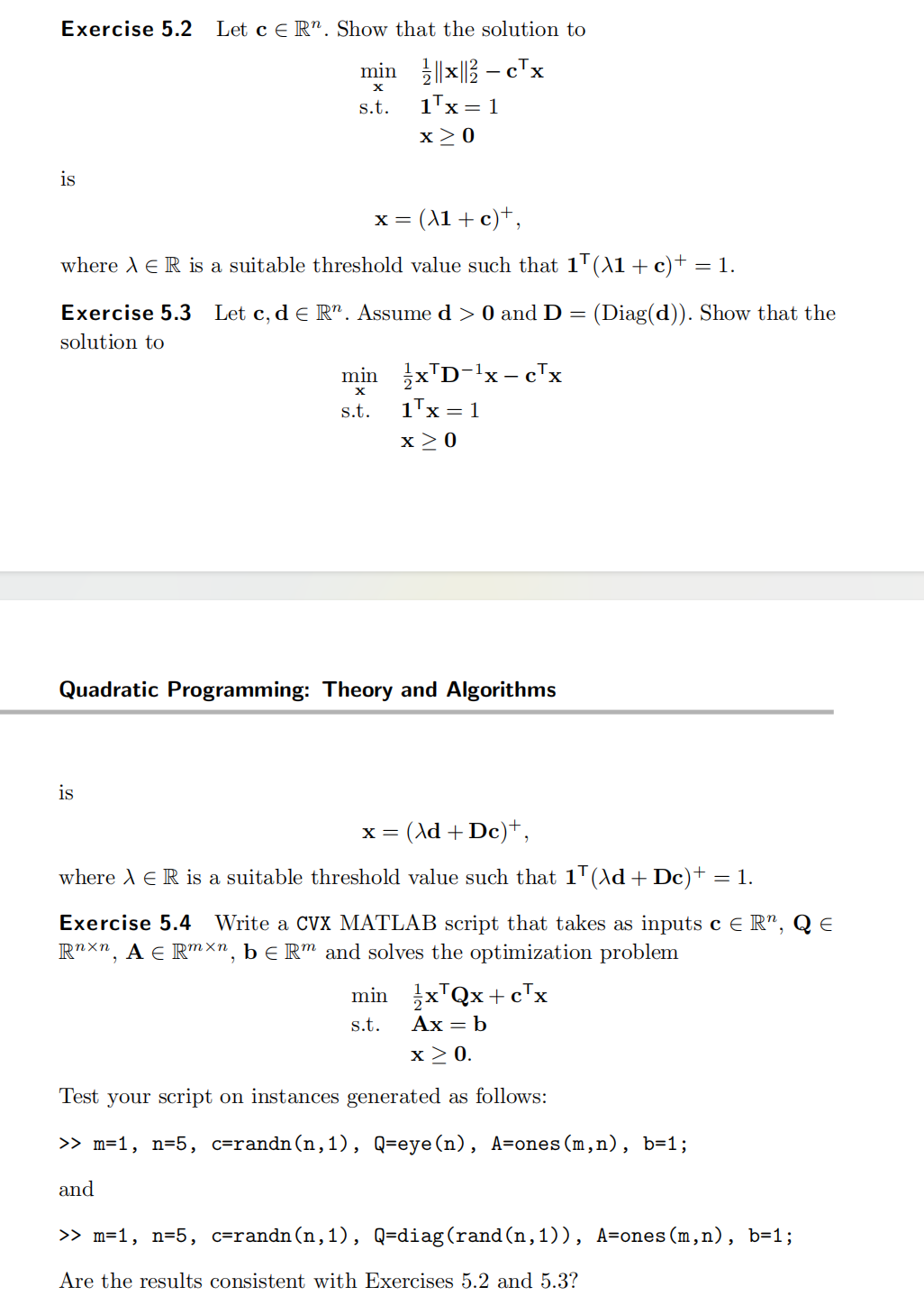  I need 5.4 answer, thank you! Exercise 5.2 Let cinRn. Show