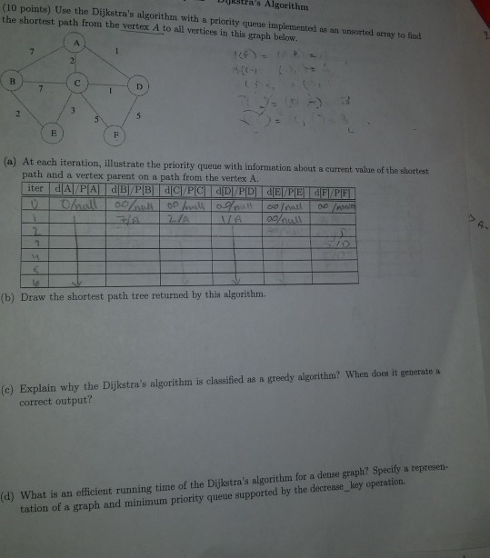  please do part a and b (10 points) Use the Dijkstra's