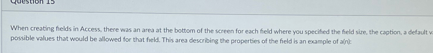 When creating fields in Access, there was an area at the