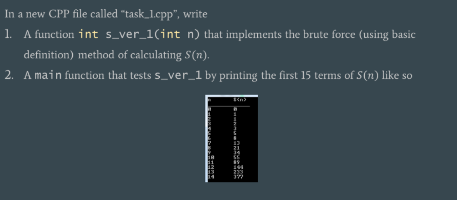  In a new CPP file called task_1.cpp, write 1. A function
