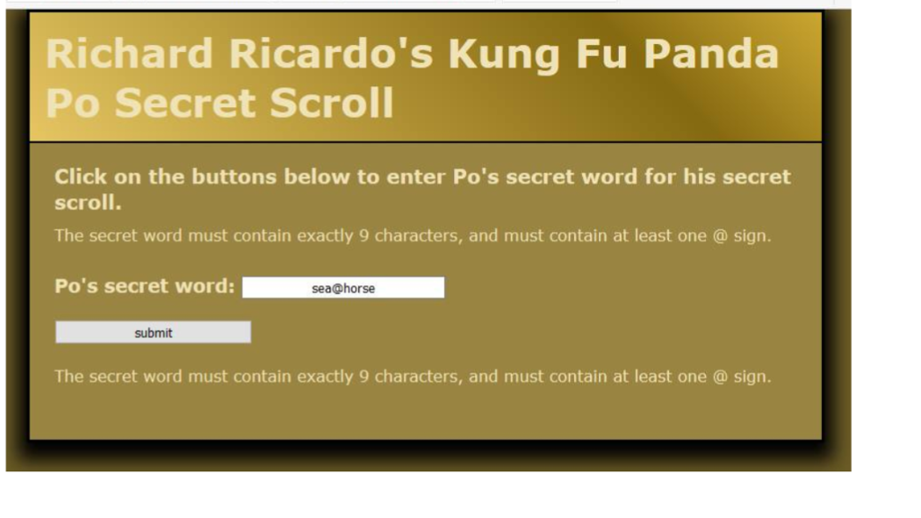 (example shown). The initial page and related outputs should look like the