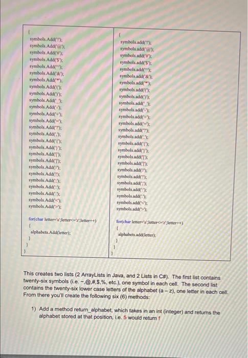 LETTERS. Background: For this assignment, you will code a simple encryption application.