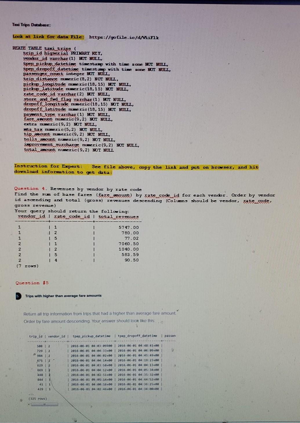  Tad Trips Database: Look at Link for data File: https://gofile.io/d/irik REATE