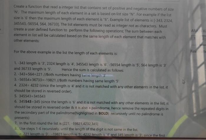  Create a function that read a integer list that contains set