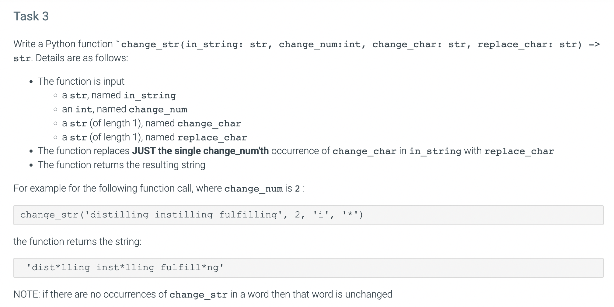 replace_char): # # your code goes here # return None # fix