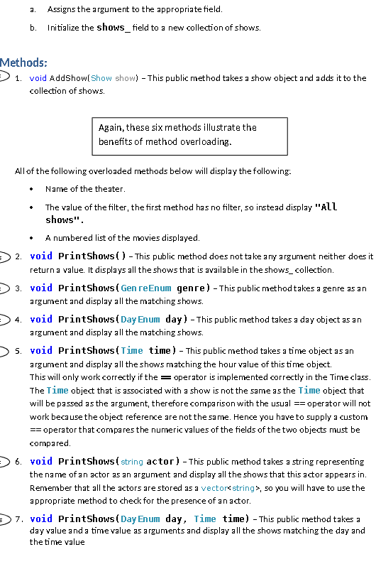 and then add the shows to the theater. Then, you will perform