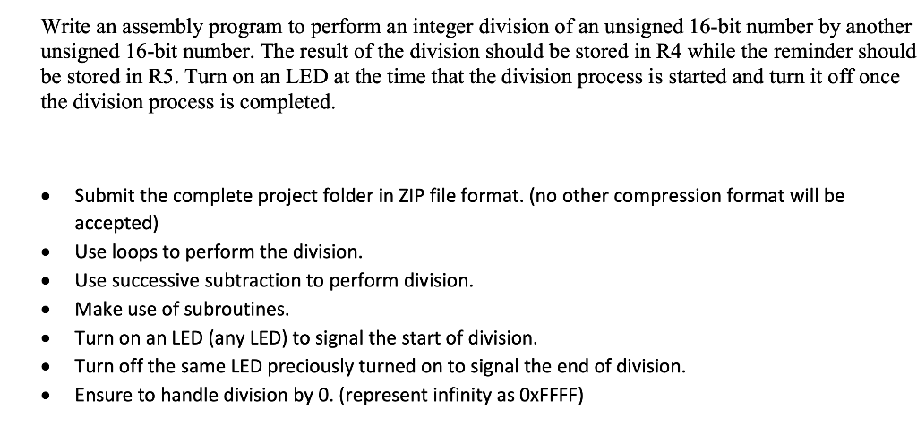 Iar workbench for msp430 Assembly code without using Divide function Write an