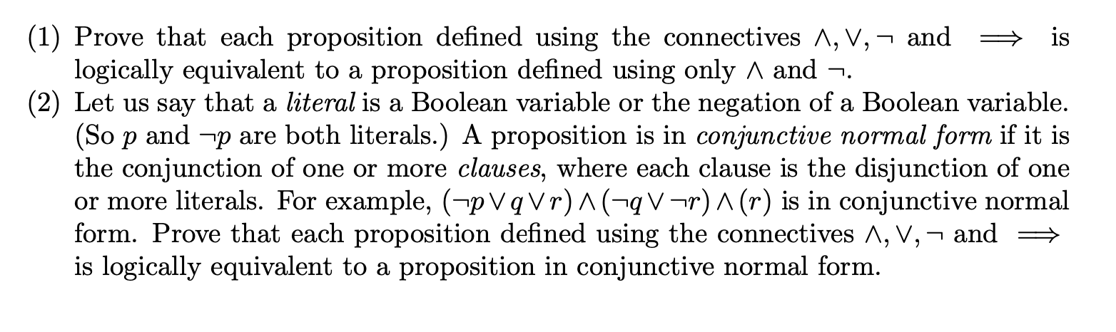 Prove by structural induction. - (1) Prove that each proposition defined using