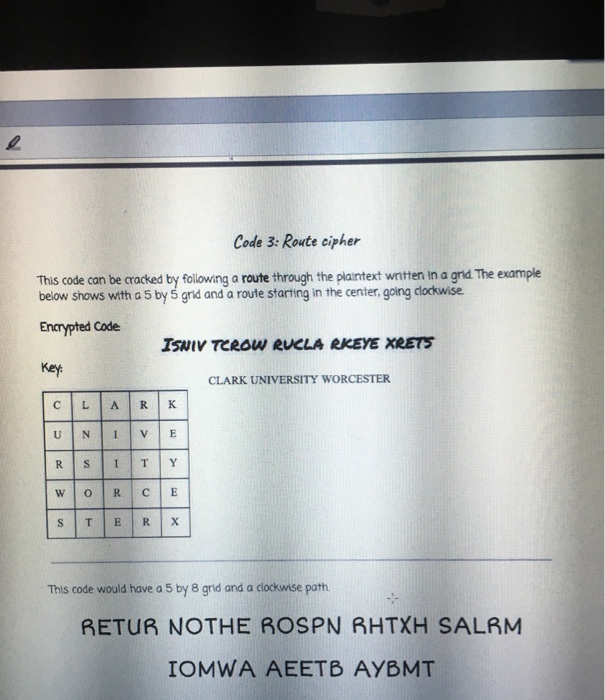  This code can be cracked by following a route through the