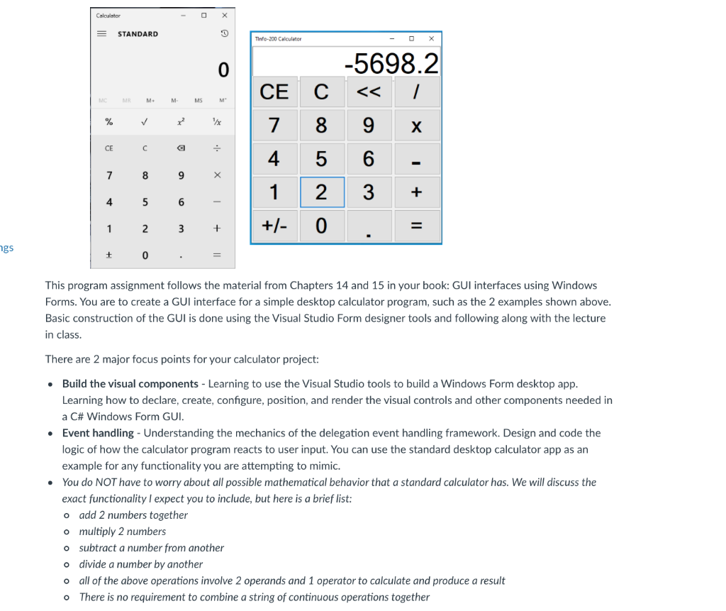 Code in C# This program assignment follows the material from Chapters 14