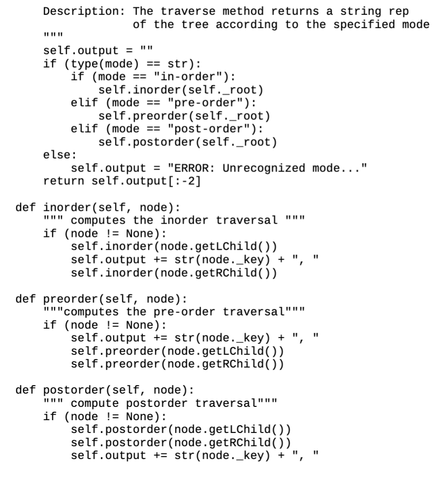 if the method is called when the tree is empty. * Description: