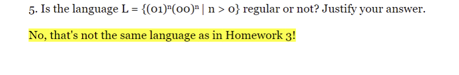  Is the language L={(O1)n(?Oo)n|n>O} regular or not? Justify your answer. No,