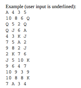 class that simulates a deck of playing cards. The class will utilize