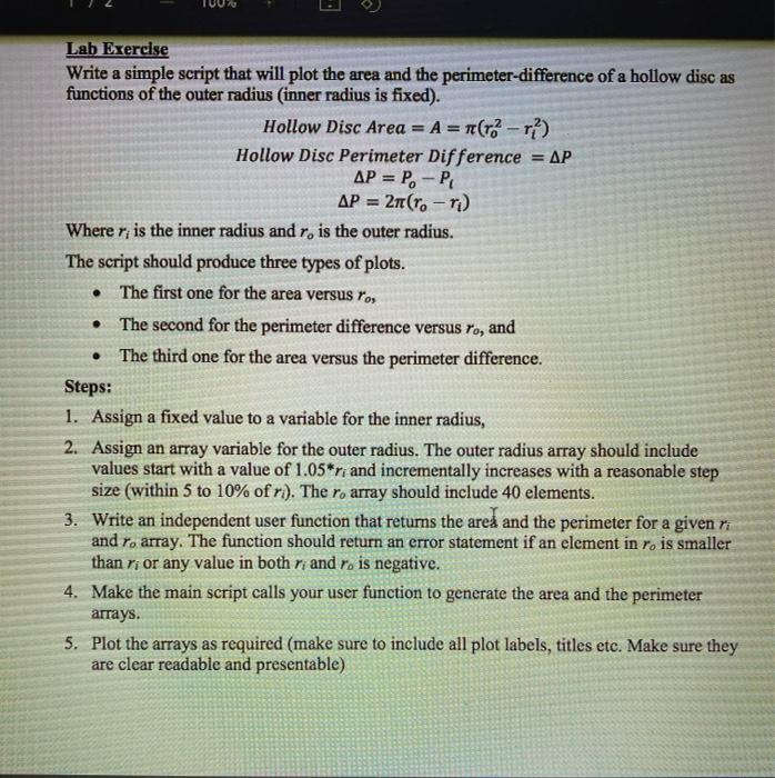  USING MAT LAB Lab Exercise Write a simple script that will