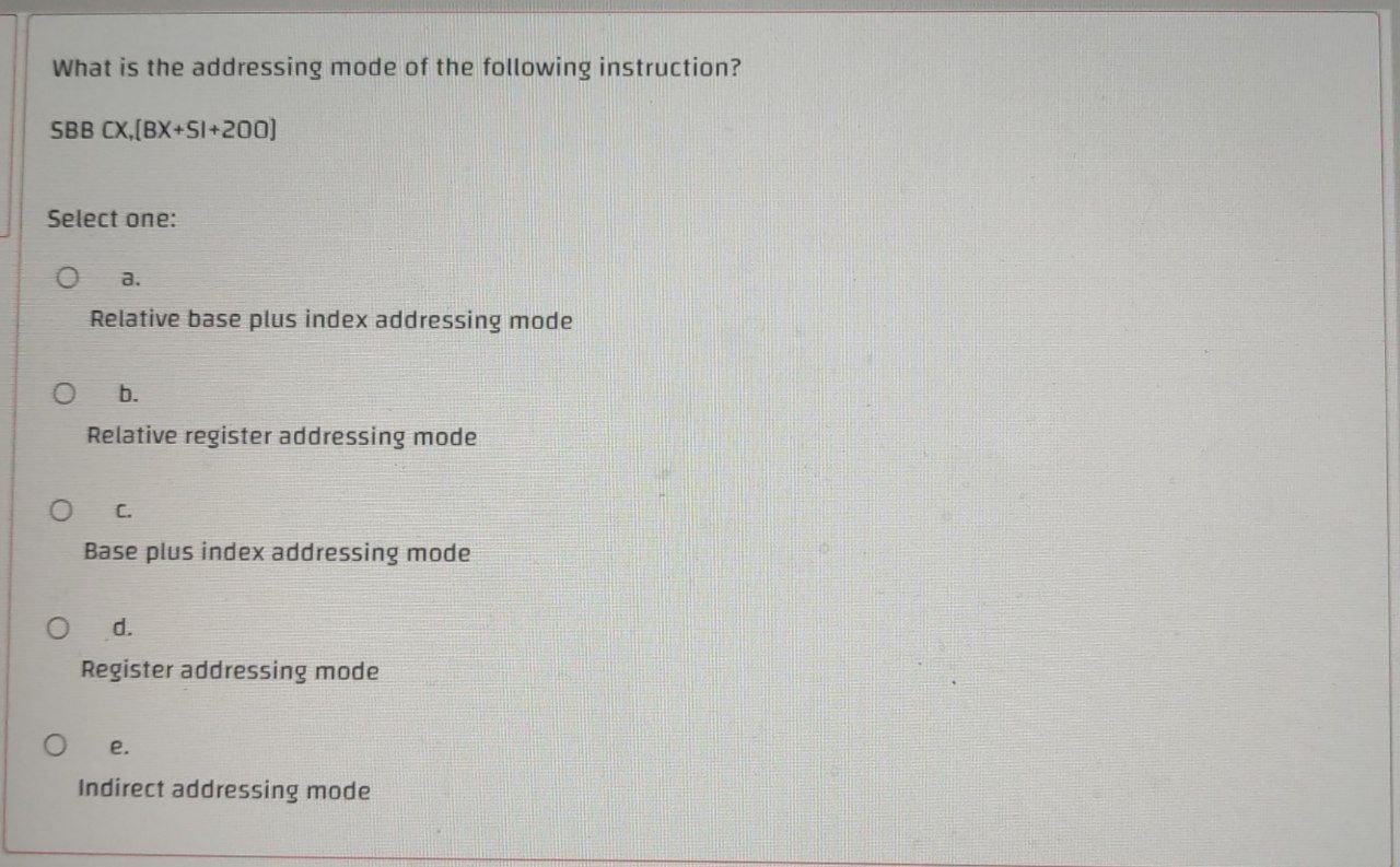 please solve this microproccessor ASAP! What is the addressing mode of the
