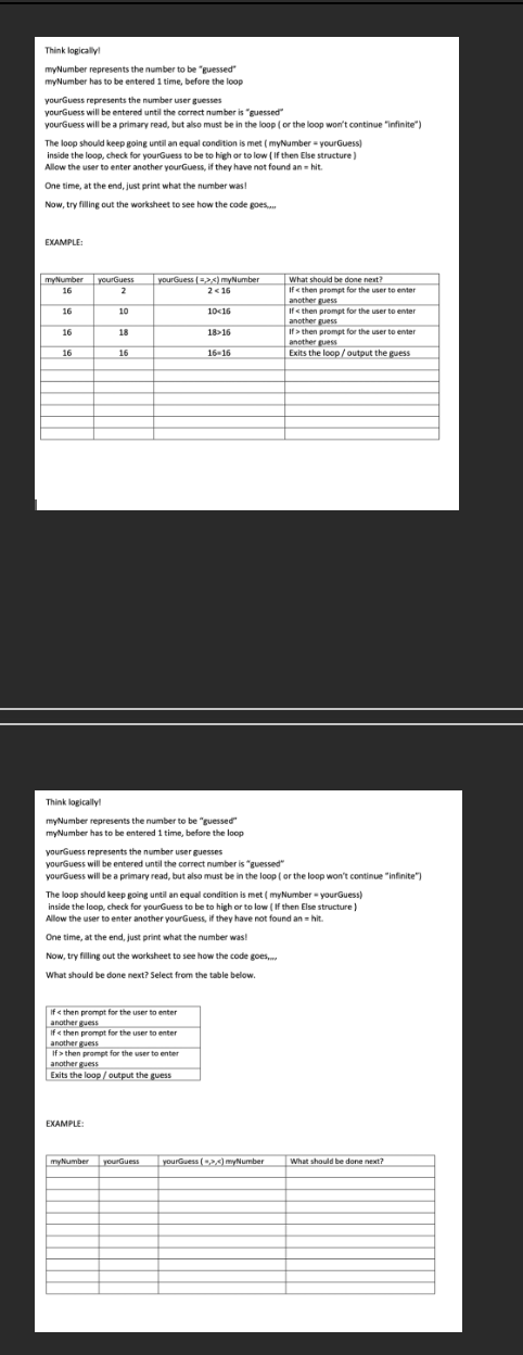  PROBLEM: 1. Pick a number in your head? Allow the User