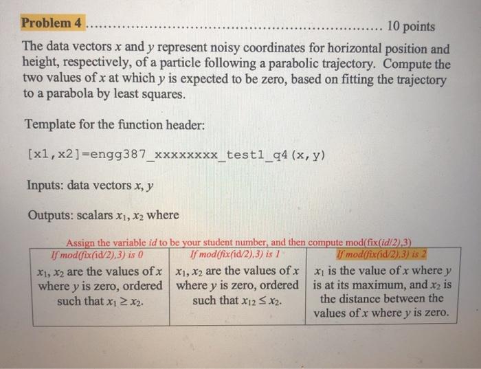 solve the highlighted option please. ...... Problem 4 10 points The data