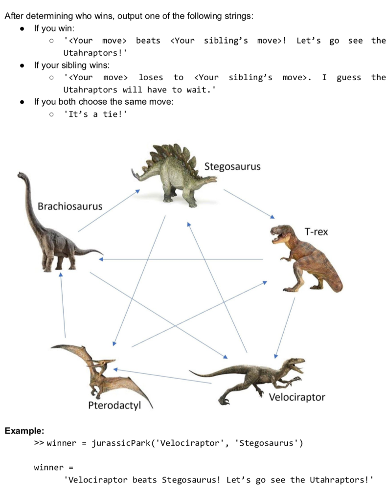 sibling's move Outputs: 1. (char) A statement describing who won the game