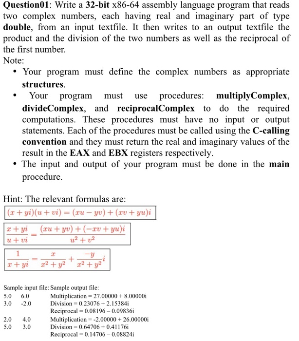  Question01: Write a 32-bit x86-64 assembly language program that reads two