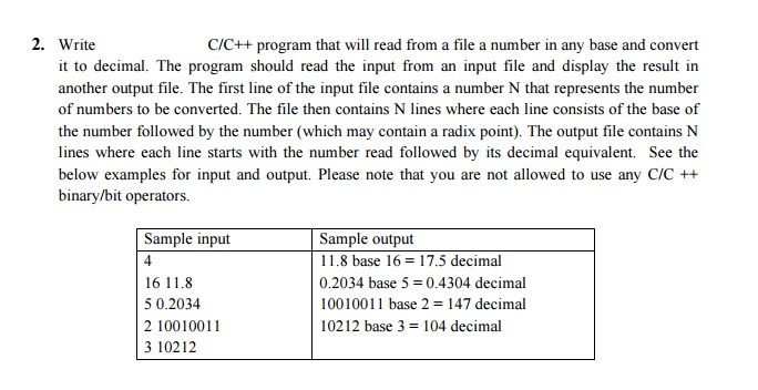  2. Write C/C++ program that will read from a file a
