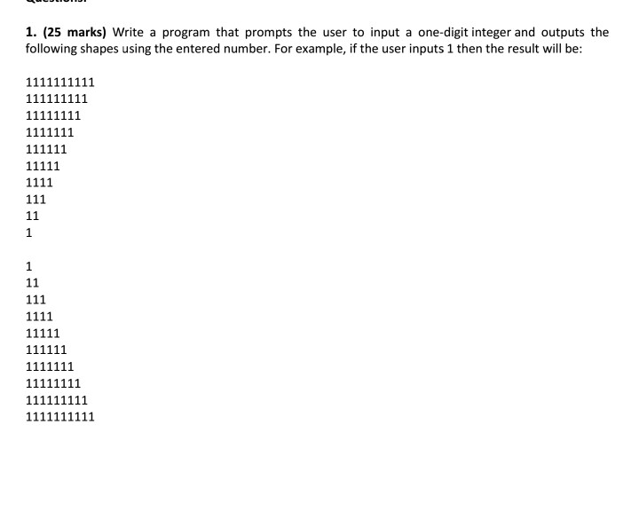 Using C++ language please 1. (25 marks) Write a program that