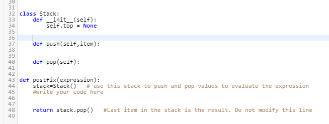 From ou lecture, remember that to evaluate a postfix expression using Stack