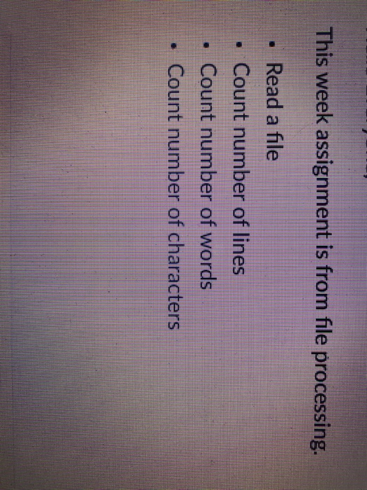  Hint : java This week assignment is from file processing. .