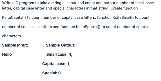  Write a C program to take a string as input and