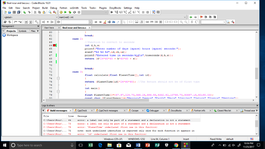fix errors displayed in build messages code #include #include #include int main(void)