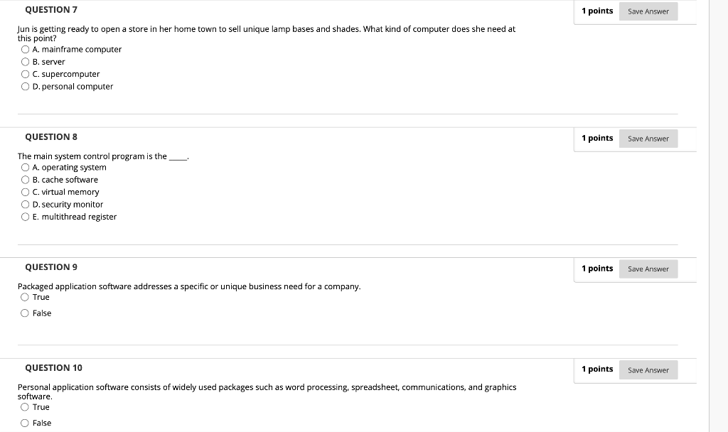 undefined 1 points Save Answer QUESTION 7 Jun is getting ready to