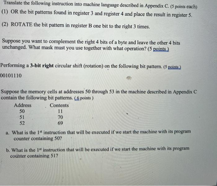 operand field is Write the instruction as an actual 16-bit pattern. (6