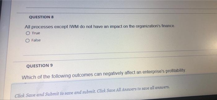  QUESTIONS All processes except IWM do not have an impact on