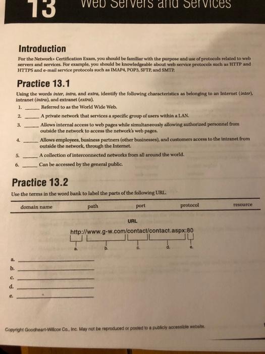  13 Web servers and Services Introduction For the Network Certification Exam,