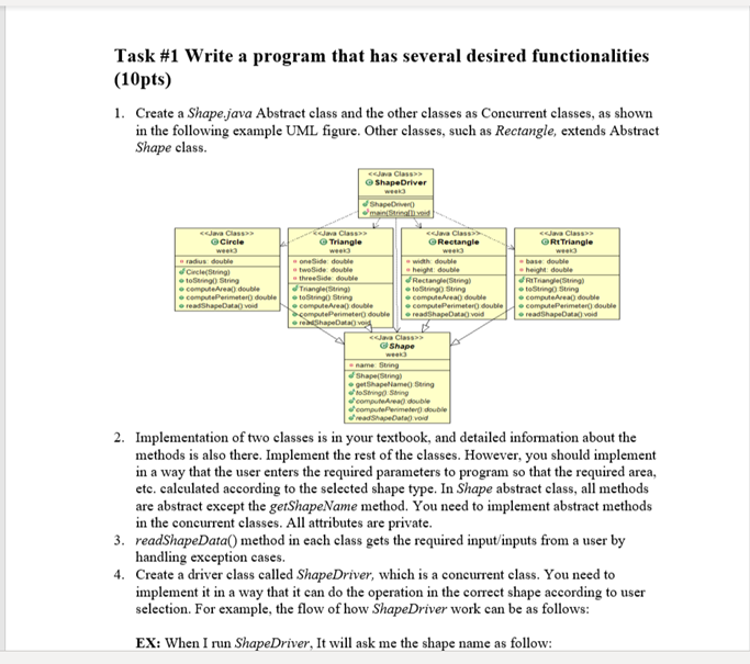  Task #1 Write a program that has several desired functionalities (10pts)