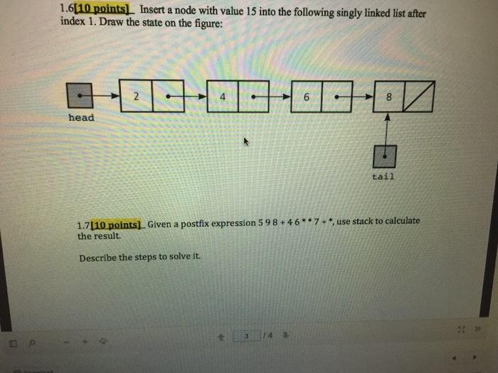  Insert a node with value 15 into the following singly linked