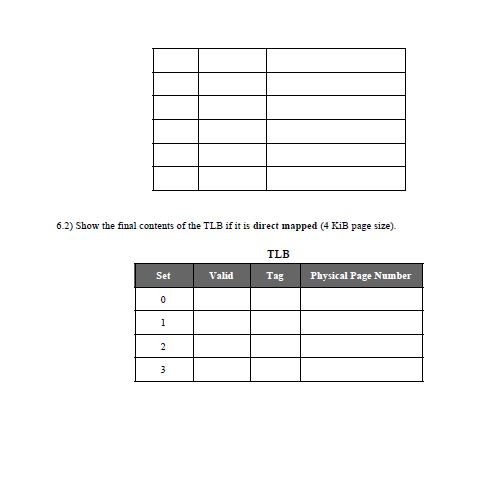 how this table must be updated as addresses are accessed. The following