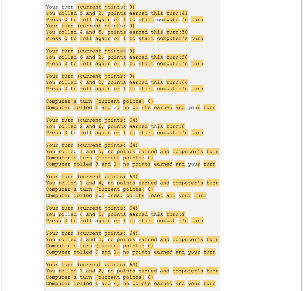 posted down below. import java.util.Scanner; import java.util.Random; public class GameOfPigs { public