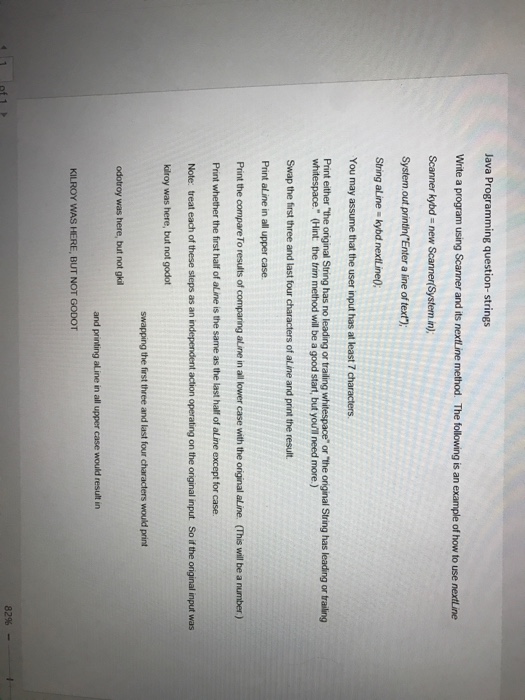  Java Programming question-strings write a program using Scanner and its nextLine