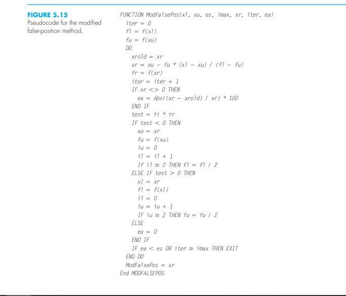 problem in exercise 5.24. Write a code in MATLAB for the False